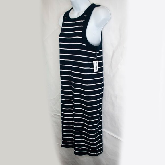 NEW Old Navy Fitted Rib Knit Dress Womens Large Tall Navy Blue Sleeveless HH04X - Picture 3 of 6